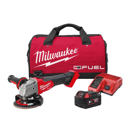Polizor unghiular 125 mm cu comutator culisant M18 FUEL™ MILWAUKEE M18 FSAG125X-501BRF